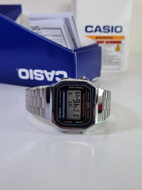 Casio Classic Digital Illuminator Watch - Silver A168. Electro Luminiscense